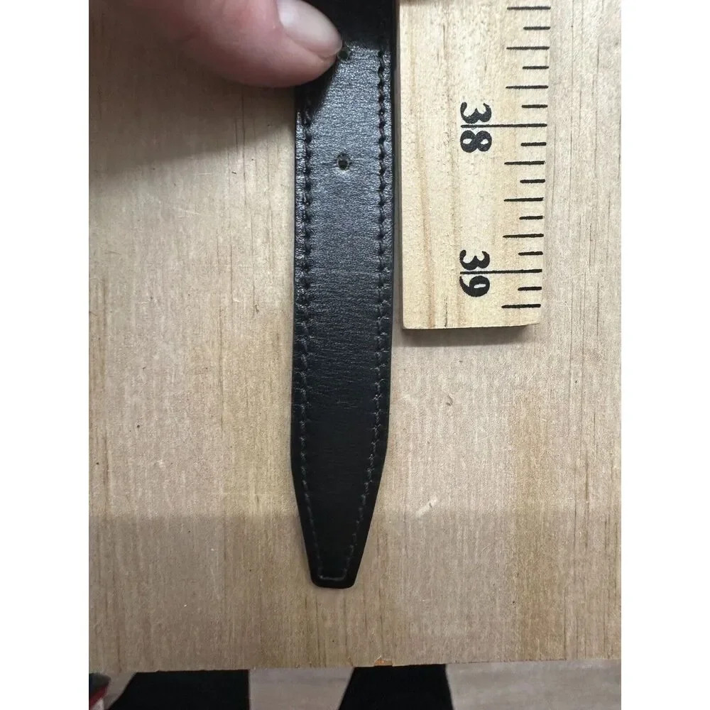 Black Leather Belt with Gold Stirrup-Style Buckle View 5
